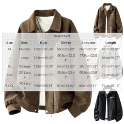 Mens Faux Suede Bomber Jacket PU Leather Vintage Flight Coat Casual Windproof Zip Up Turn Down Collar Outerwear with Pocket for Fall Winter Daily Wear, Gray, L - Thumbnail 2