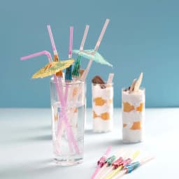 Efavormart 50 Pack | Multi-Colored Umbrella Luau Pool Party Drinking Straws - Thumbnail 9
