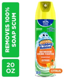 Scrubbing Bubbles Disinfectant Bathroom Shower & Tub Cleaner Grime Fighter Aerosol Spray, Citrus, 20 oz - Thumbnail 1