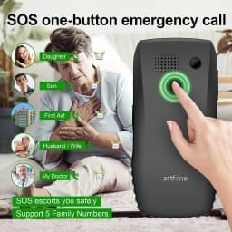 artfone 4G Volte Big Button Cell Phone Unlocked for Seniors Big Buttons LTE Phone for Elderly & Kids, Clear Sound, SOS Button, Convenient USB-C & Charging Dock, Talking Numbers, Black - Thumbnail 3