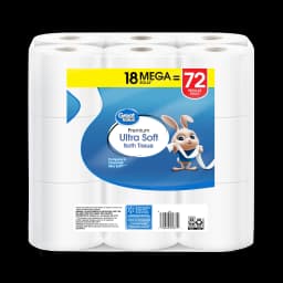 Great Value Ultra Soft Toilet Paper, 18 Mega Rolls, Compare to Charmin® Ultra Soft™ - Thumbnail 2