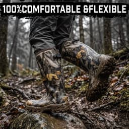 GIEESHIELD Rubber Boots for Men & Women – Ultra-Light Waterproof 6mm Neoprene Insulated Boots with Anti-Slip Sole, Warm Hunting & Rain Boots for Farming, Snow, Mud(Black, Next Camo G2) - Thumbnail 5