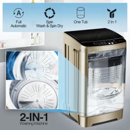 20 lbs Portable Washing Machine, Large Capacity Full Automatic Washing Machine, Compact Laundry Washer for Home Apartment, Coffee Gold - Thumbnail 6