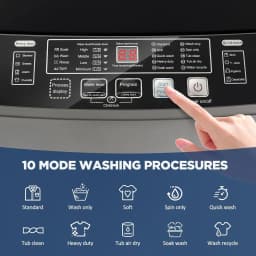 17.6Lbs Portable Washing Machine, Full-Automatic Portable Compact Washer with Drain Pump, 10 Programs 8 Water Levels, Compact Washers with LED - Thumbnail 5
