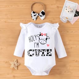PatPat Newborn Baby Girl Clothes Long Sleeve Romper Bodysuit and Pants Outfit Set, 0-3 Months - Thumbnail 7