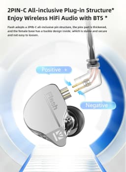KBEAR Flash Dual Drviers Hybrid In-Ear HiFi Earphones 2m Cable Headphone Music Sport Monitor Wired Headset Earbuds IEMs 3.5MM international standard - Thumbnail 9