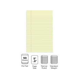 Staples Notepads 5" x 8" Narrow Ruled Canary 50 Sh./Pad 12 Pads/PK TR57293/18601 - Thumbnail 3