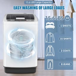 Adnoom Portable Washing Machine, 15.6lbs Dryer & Washer Combo, 10 Programs 8 Water Level Fully Automatic Washing Machine for Dorm, Apartments, Home - Thumbnail 2