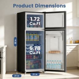 Bangson 7.3 Cu.ft Refrigerator with Water Dispenser & Freezer, Compact Apartment Fridge with Adjustable Thermostat for Office, Kitchen, Home ,Silver - Thumbnail 4