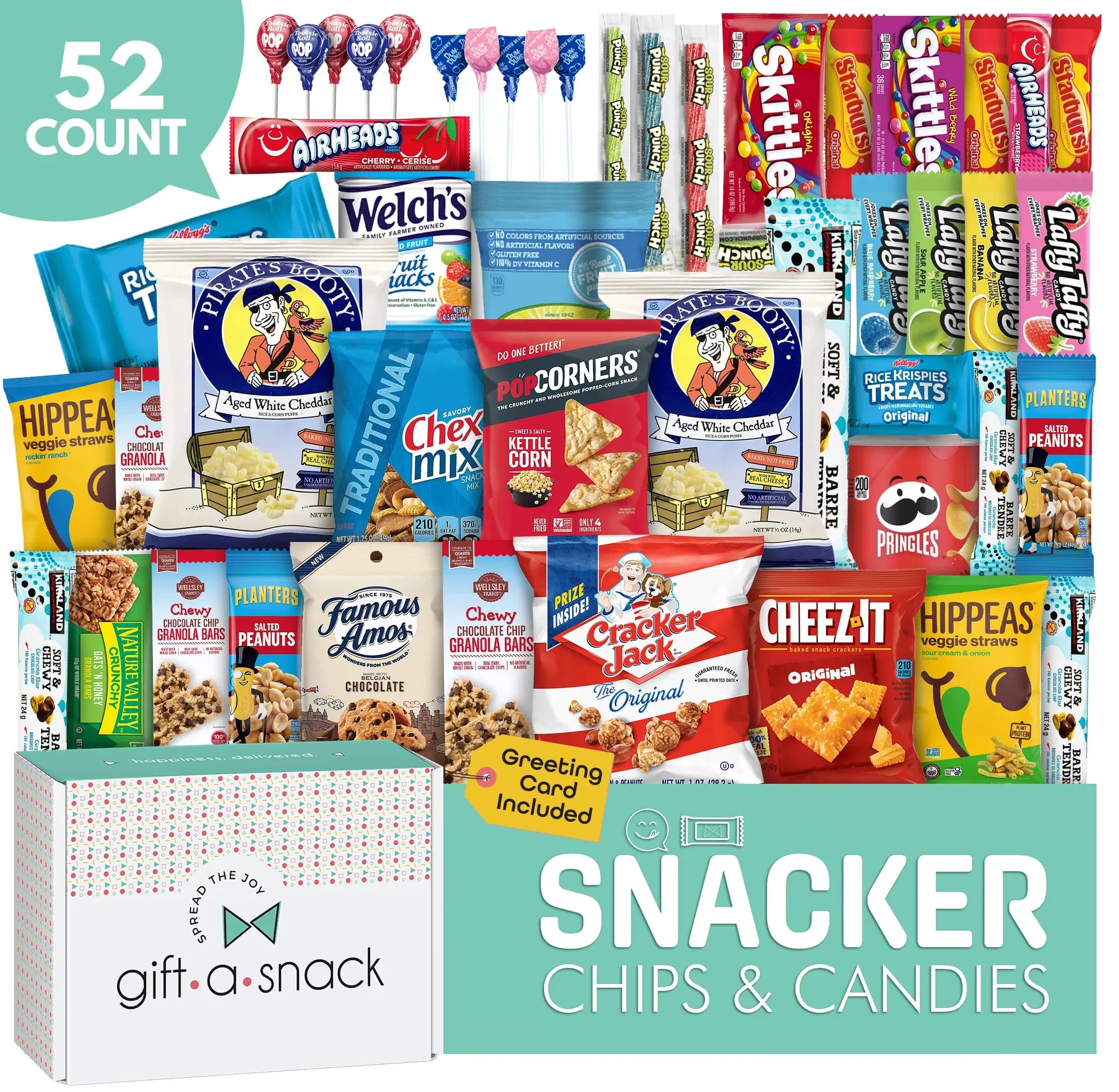 Gift A Snack Deluxe Snack Variety Pack Gift Box (52 Count) Chips, Cookies, Candy, Crackers - Snack Box Gift Basket