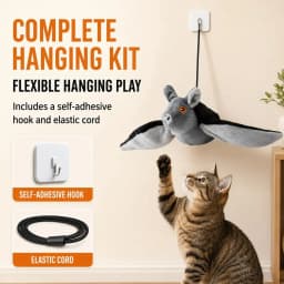 Flying Bat Dog Toy, Flapping Wings Interactive Squeaky Plush for Cats & Dogs, Halloween - Thumbnail 2