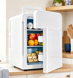 Advwin 25L Mini Fridge Cooler, Compact Personal Refrigerators for Skincare, Beverage, White - Thumbnail 1