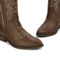 Pennysue Women's Western Cowboy Boots Brown Mid-Calf Pointed Toe Boots for Dancing Wedding Traveling Daily Outfits 7.5M - Thumbnail 3