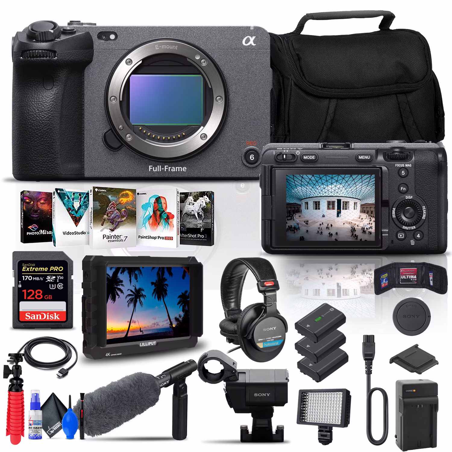 Sony FX3 Full-Frame Cinema Camera Body (ILME-FX3) + Pro Accessory Kit (International Model) - Thumbnail 1