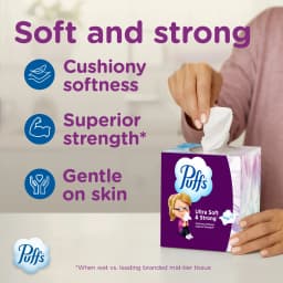 Puffs Ultra Soft Facial Tissues, 1 Family Size Box, 124 Facial Tissues Per Box - Thumbnail 2