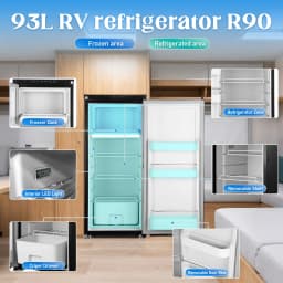 YEAHIBABY Car Refrigerator 93L Black Rv Fridge with Dual Zones and Flexible Installation - Thumbnail 5