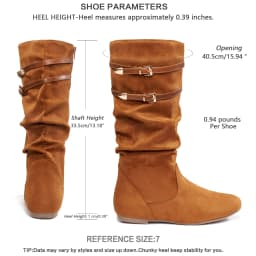 Ecetana Women's Slouchy Knee-High Boots with Flat Heel and Side Zipper - Thumbnail 3