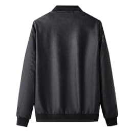 Men Leather Jackets Men's Solid Color Pocket Leather Jacket Business Fashion Casual Leather Jacket Black XL - Thumbnail 3