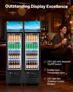 VEVOR Commercial Merchandiser Refrigerator, 6.1 Cu.Ft / 173 L Glass Door Display Refrigerator, Upright Beverage Cooler with Customizable Lightbox,3 - Thumbnail 5