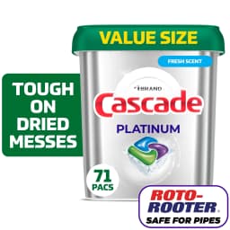 Cascade Platinum Dishwasher Pods, Dishwasher Detergent Soap Tabs, Fresh, 71 Count - Thumbnail 1