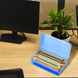 UALSRZL Extra Large Pencil Box, Clear Plastic Pencil Case with Snap Lid, Stackable Organizer for Pens, Markers, Crayons, Stickers & Supplies, Blue - Thumbnail 7