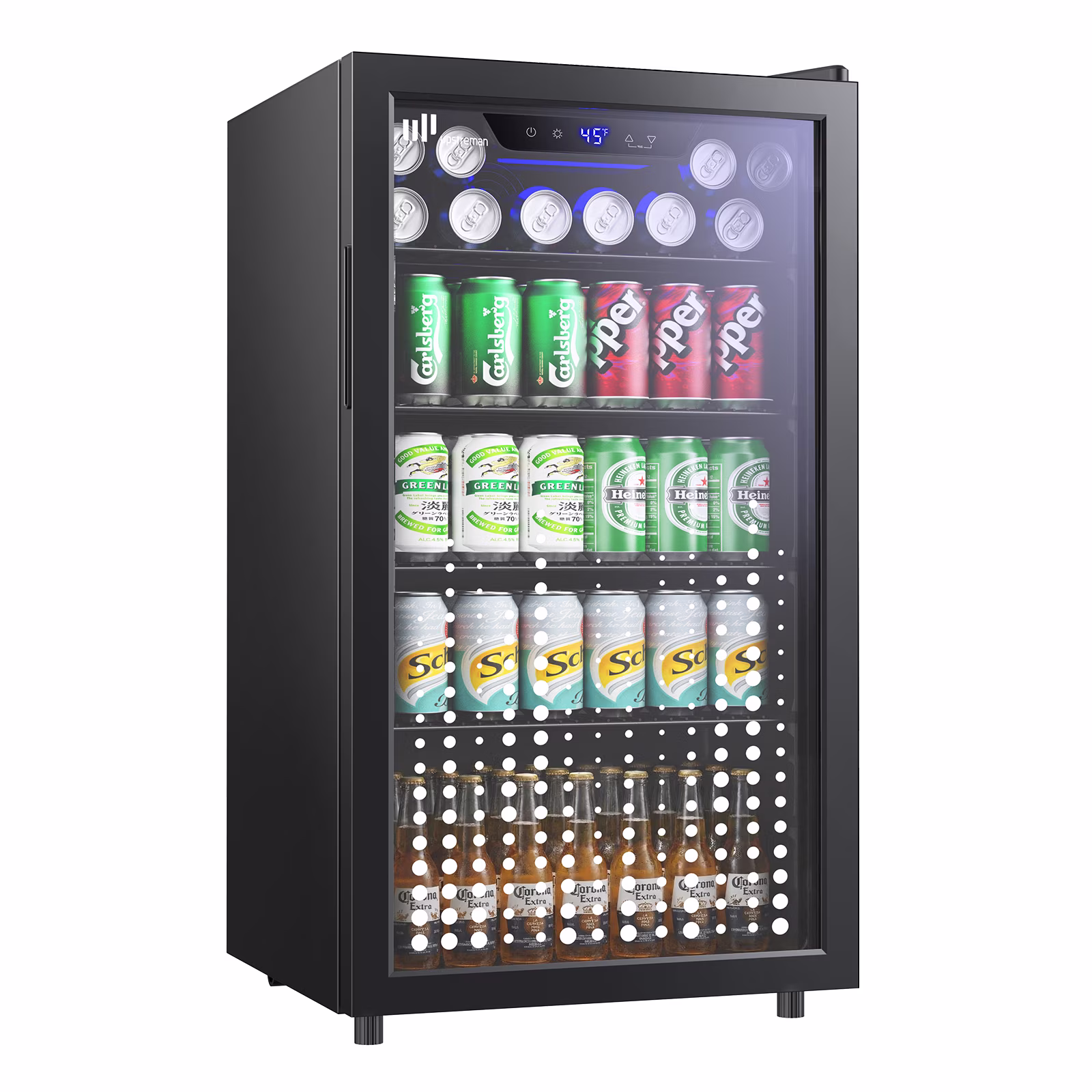Upstreman 3.2 Cu.ft Beverage Refrigerator, 126 Can Mini Fridge with Glass Door, Wine Cooler Drink Fridge for Soda Wine Beer, Touch Temperature - Thumbnail 8