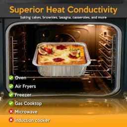 20 Pcs Disposable Aluminum Foil Pans，8“ Square Tin Foil Bakeware for Baking Cakes, Breads, Storing, Prepping - Thumbnail 2