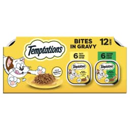 Temptations Bites In Gravy Flavor Wet Cat Food Variety Pack, 3.5 Oz Tray (12 Pack) - Thumbnail 1