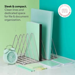 Mindspace File Organizer Triangle Shaped Desktop Organizers File Holder for Desk Office Organization Silver - Thumbnail 4