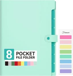 SUMMIT - Expanding File Folder with 8 Pocket, Letter Size Accordion File Organizer, Portable Folders for Documents, Cute Paper Organizer, Filling - Thumbnail 1