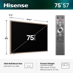 Hisense 75" S7 CanvasTV Series 4K Hi - QLED UHD Google Smart Art TV (75S7SG, 2026 New) - 144Hz, Art Mode - Thumbnail 2