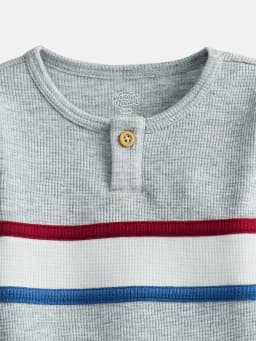 Wonder Nation Baby Boys' Thermal Henley Bodysuit with Long Sleeves, Sizes 0M-24M - Thumbnail 2