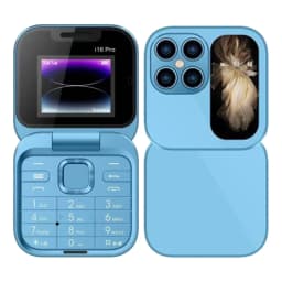 XIAOLE I17 Pro Mini Flip Mobile Phone, Foldable Cell Phone With Fm Radio Magic Voice Speed Dial Vibration, 2 Sim Card Small Display Foldable Cell Phone, Gift For Father'S Day/Mother'S Day， Blue - Thumbnail 1