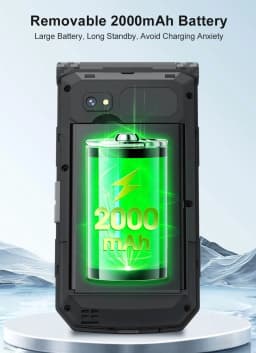 UNIWA X29 Rugged Flip GSM Cellphone 2.8" +1.77" Dual Screen Mobile Phone Big Push-Button Telephone for Elderly (Green) - Thumbnail 3