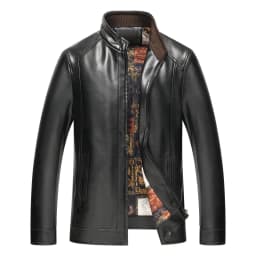 Maoxin Men's Jacket Men's Fashion Vintage Motorcycle Solid Color Zipper Pocket Leather Long Sleeved Hooded Jacket Plus Size Jackets for Men Black L - Thumbnail 1