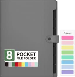 SUMMIT - Expanding File Folder with 8 Pocket, Letter Size Accordion File Organizer, Portable Folders for Documents, Cute Paper Organizer, Filling - Thumbnail 1