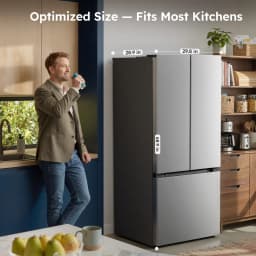 Simzlife 17.5 Cu. ft. French Door Refrigerator Built-in Ice Maker,Counter-Depth Refrigerator with Bottom Freezer,Silver - Thumbnail 4