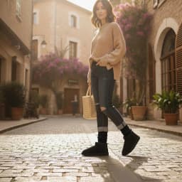 Cushionaire Hip 2 Genuine Suede Ankle Boots for Women, Cozy Faux Shearling Lining Pull On Winter Womens Boots - Thumbnail 5