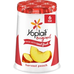 Yoplait Original Low Fat Harvest Peach Yogurt Cup, Made with Real Fruit, 6 oz - Thumbnail 1