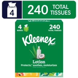 Kleenex Lotion with Coconut Oil 3-Ply Cube Box Facial Tissues, 4 Pack (240 Total Tissues) - Thumbnail 1