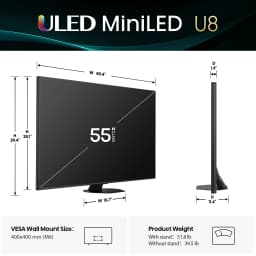 Hisense 55\" Class U8 Series Mini-LED ULED 4K UHD Google Smart TV (55U8QG, 2025 Model) - QLED, Native 165Hz - Thumbnail 3