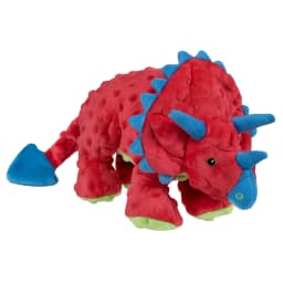 goDog Dino Frills Squeaky Plush Toy for Dogs with Chew Guard Technology for Stronger & Longer Play, Soft & Durable with Built-In Squeaker, Red, Large - Thumbnail 1