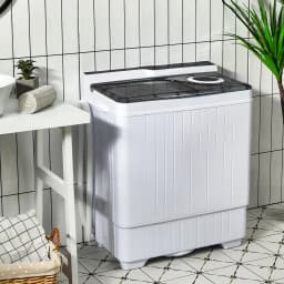 Costway 26lbs Portable Semi-automatic Washing Machine W/Built-in Drain Pump Grey - Thumbnail 2