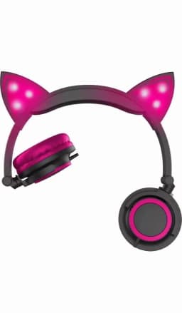 RHEA- Led Headphones W/Mic & Flashing Light-Up Pink Cat Ears 3.5Mm Aux Compatible - Thumbnail 2