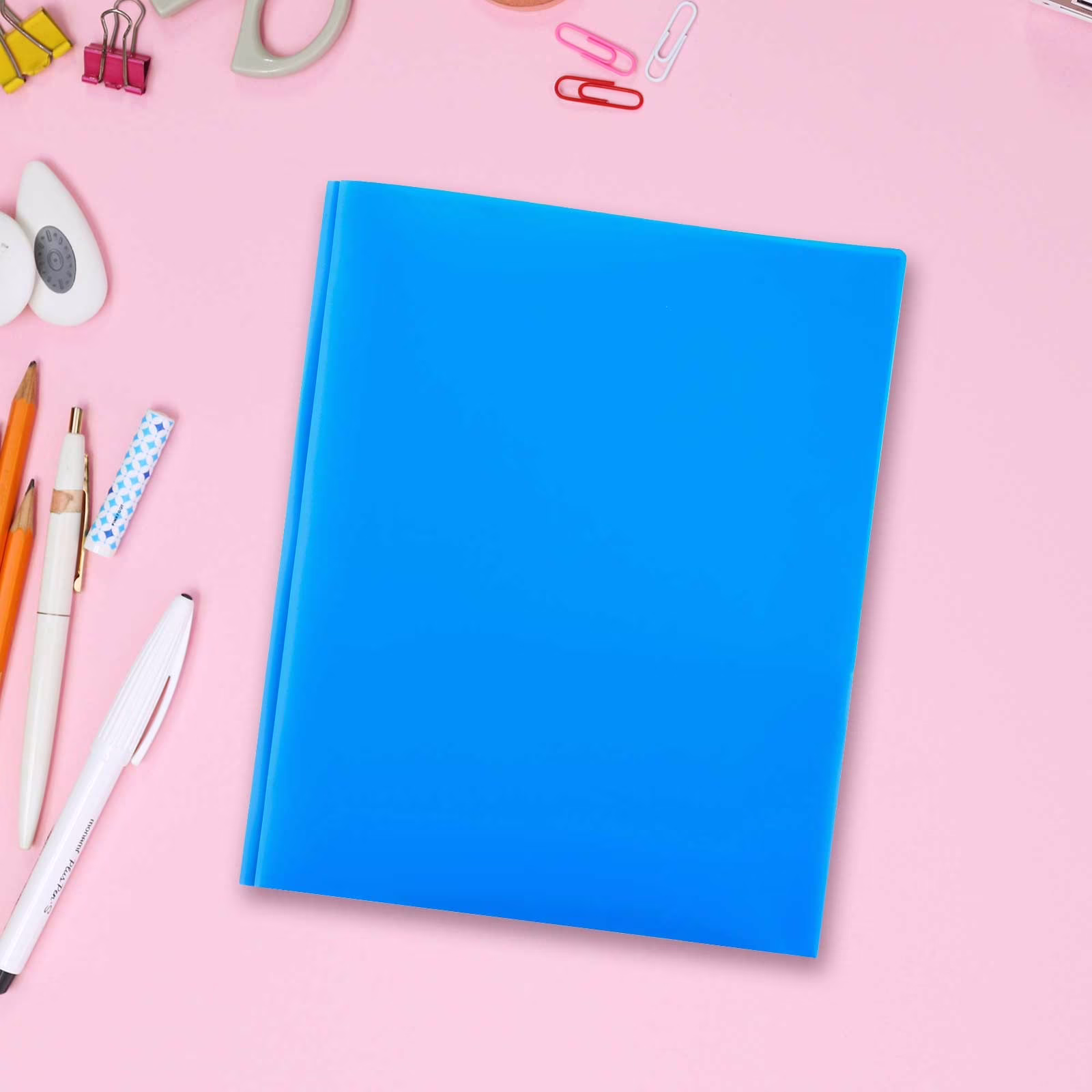 Plastic Folders with Pockets And Prongs Letter Size Two Pocket Folder with Prongs Durable Heavy Duty File Folders with Business Card Slot 2 Pocket - Thumbnail 6