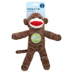 (2 pack) Vibrant Life Brown Sock Monkey Plush Dog Toy with Squeaker, Chew Level 1 - Thumbnail 8