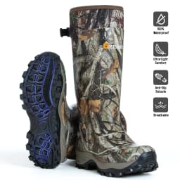 GIEESHIELD Rubber Boots for Men & Women – Ultra-Light Waterproof 6mm Neoprene Insulated Boots with Anti-Slip Sole, Warm Hunting & Rain Boots for Farming, Snow, Mud(Black, Next Camo G2) - Thumbnail 1
