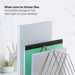 Mindspace File Organizer Triangle Shaped Desktop Organizers File Holder for Desk Office Organization Silver - Thumbnail 2