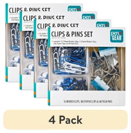 (4 pack) Pen + Gear Clips and Pins Set, 156 Counts, Color Blue & White, Size 19mm,25mm,33mm.Model 595466248 - Thumbnail 1