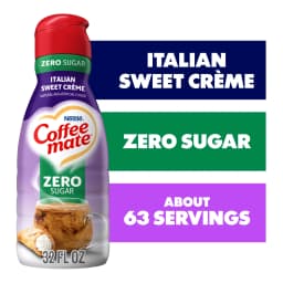 Coffee Mate Non Dairy Zero Sugar Italian Sweet Creme Liquid Coffee Creamer, 32 fl oz Bottle - Thumbnail 1